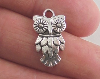 100 wholesale lead free pewter owl charms 1019