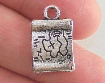 5 Pirate Map Charms Antiqued Bronze Davy Jones Pirate Pendants