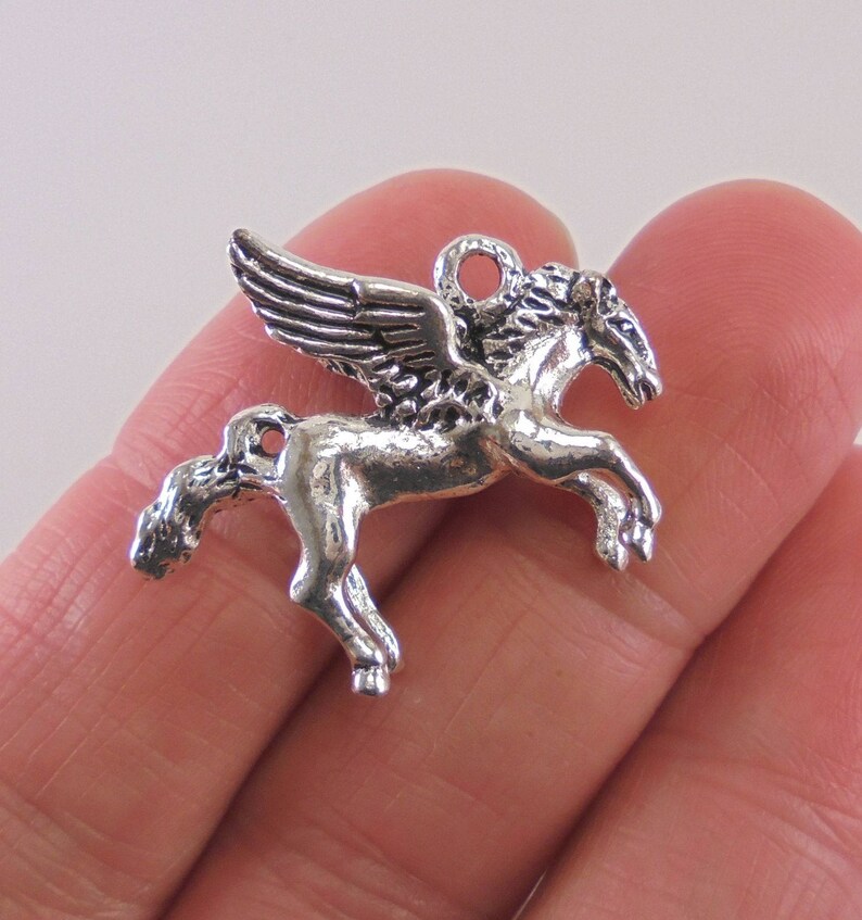 2 Pegasus charms 29x22x7mm antique silver finish Etsy