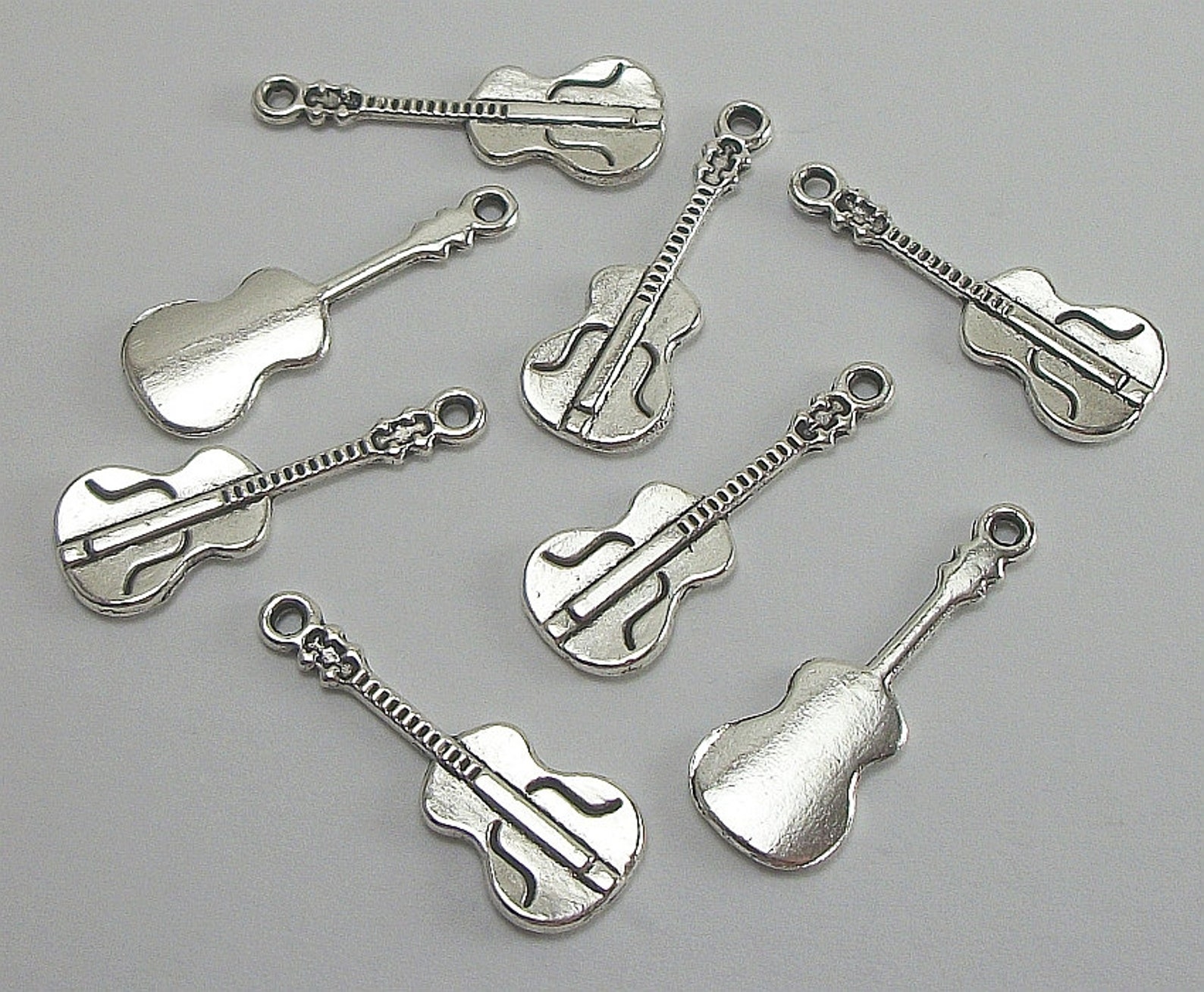 8 Guitar or Ukulele Charms 27x10mm Antique Silver Finish Etsy