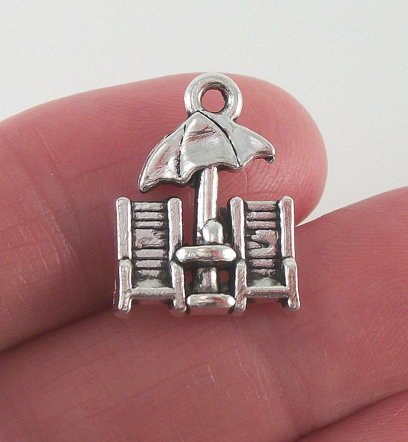 antique silver finish 8 Beach Chairs charms 20x15mm