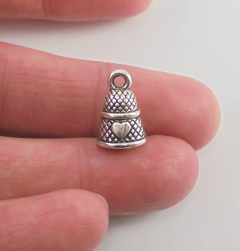 7 Thimble Charms 3D 14x10mm Antique Silver Finish Etsy