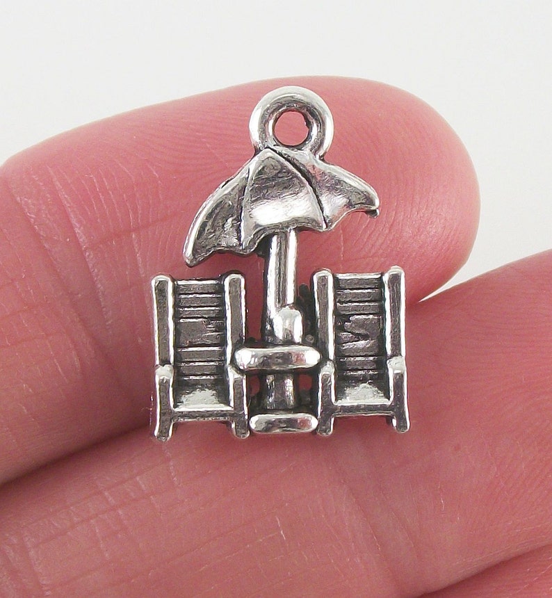 antique silver finish 8 Beach Chairs charms 20x15mm