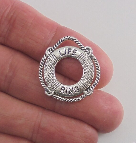 6 Life Ring or Life Preserver Charms 24x21mm Antique Silver Etsy