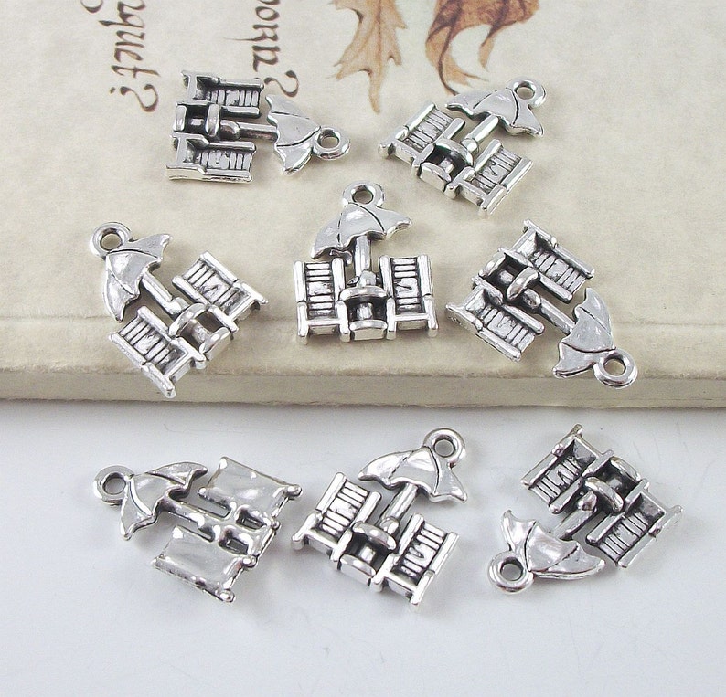 antique silver finish 8 Beach Chairs charms 20x15mm