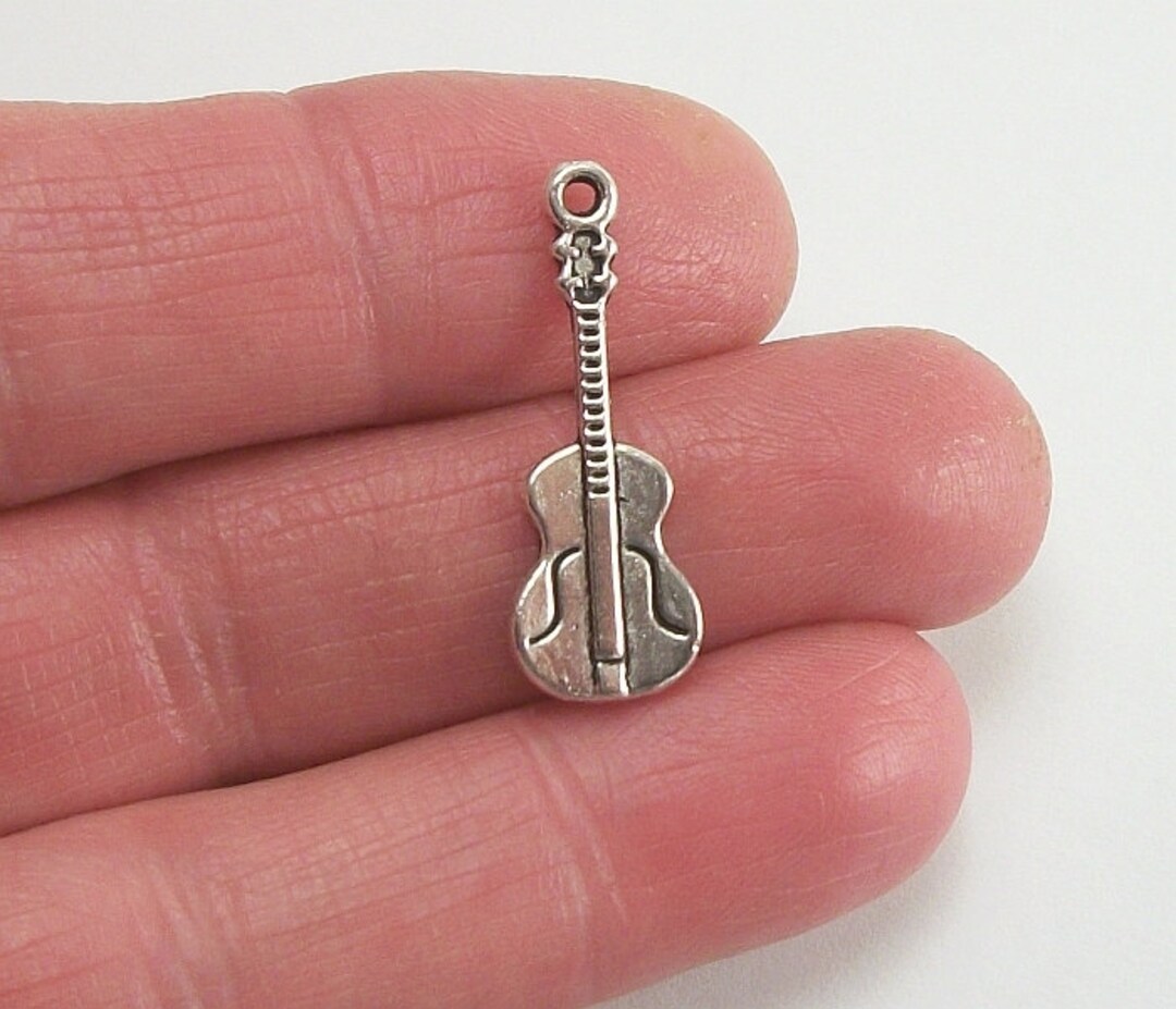 8 Guitar or Ukulele Charms 27x10mm Antique Silver Finish Etsy