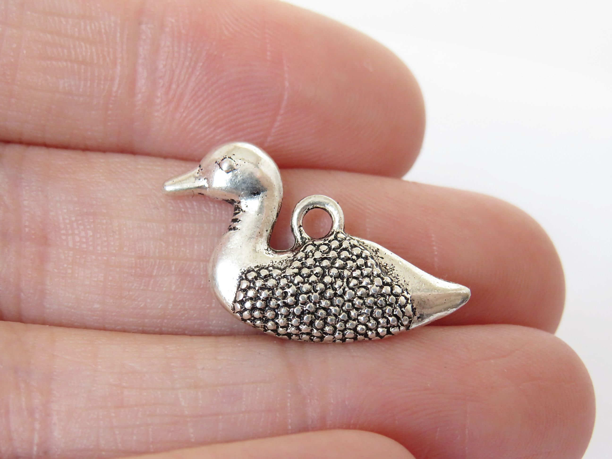 4 Duck Charms 22x16mm Antique Silver Finish Etsy UK