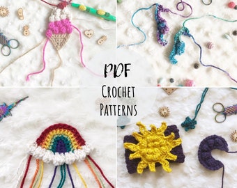 Summer Fun Crochet Appliqué Patterns – Rainbow, Seahorse, Ice Cream (PDF Download)