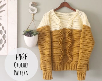 Pineapple Crown Sweater Pattern - Cable Sweater Pattern - Chunky Crochet Sweater Pattern - PDF Pattern ONLY