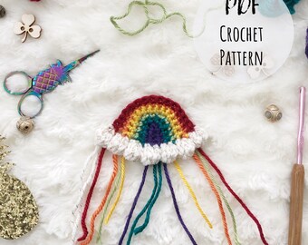 Crochet Bobble Rainbow Appliqué Pattern (PDF ONLY)