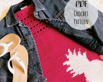 Pineapple Tee Crochet Pattern – Tapestry Design, Sizes XS-XXL (PDF Pattern)