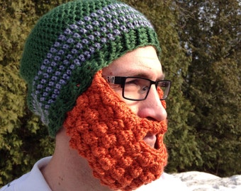 Crochet Beard Beanie - Adult Knit Hat with Beard
