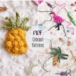 Tropical Summer Bobble Appliqué Collection - Pineapple Appliqué- Palm Tree Appliqué- Flamingo Appliqué- Patterns ONLY