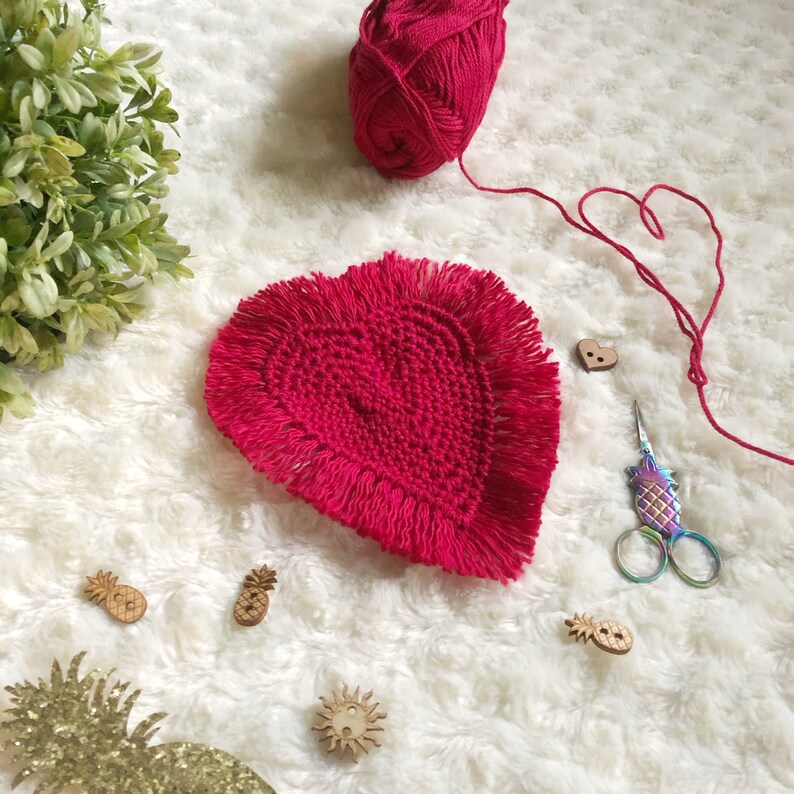 Boho Heart Crochet Coasters PATTERN ONLY Crochet Home Decor Crochet Coasters