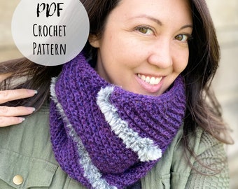 Kelsi Cowl Crochet Pattern – Fur Trim Infinity Scarf (PDF Download)