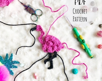 Crochet Flamingo Appliqué Pattern - Crochet Pattern - Heart Flamingo Pattern - Crochet Appliqué - PATTERN ONLY