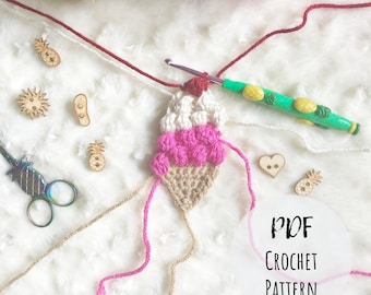 Ice Cream Crochet Appliqué - Crochet Appliqué - Crochet Pattern - PDF Pattern ONLY