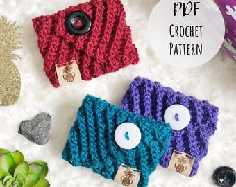 Kelsi Cozy Crochet Pattern - Ribbed Drink Cozy (PDF Pattern)