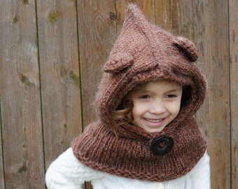 Bear Cowl - Bear Hood - Bear Scarf - Knit Cowl - Ewok Hood - Photo Prop