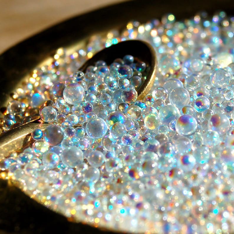1 lbs No Hole Micro Glass Beads iridescent clear ABcolor Etsy