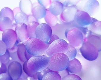 6x9mm 20pcs Czech Glass Teardrop Beads – Blueberry Etched Frost Crystal