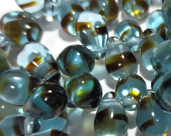 20pcs 6x9 Teardrop Beads Turquoise Tiger Stripe Czech Glass Beads for Jewelry Making *