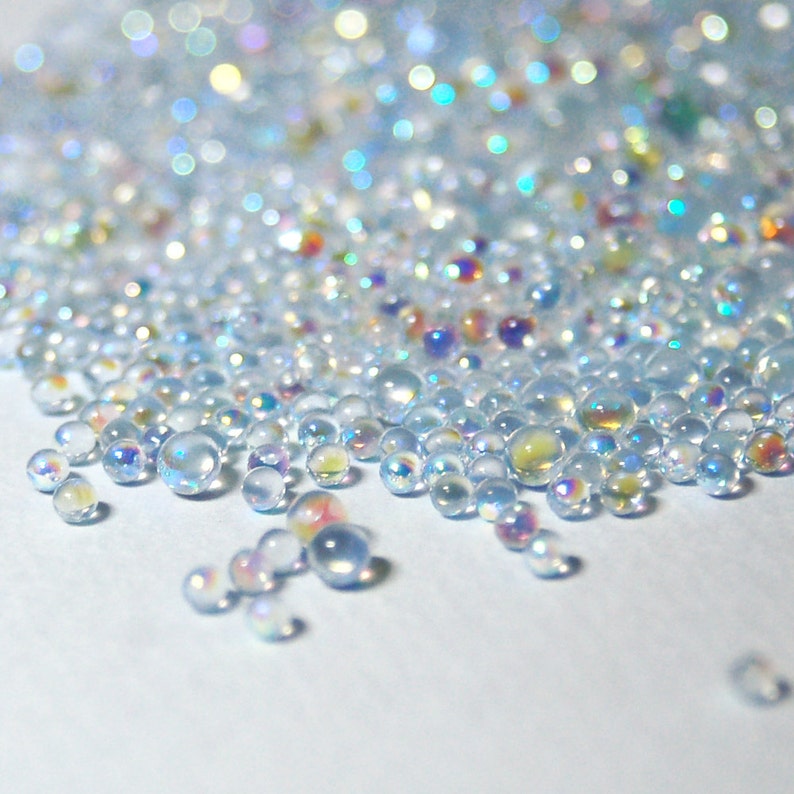 20g No Hole Micro Glass Beads iridescent clear ABcolor Etsy