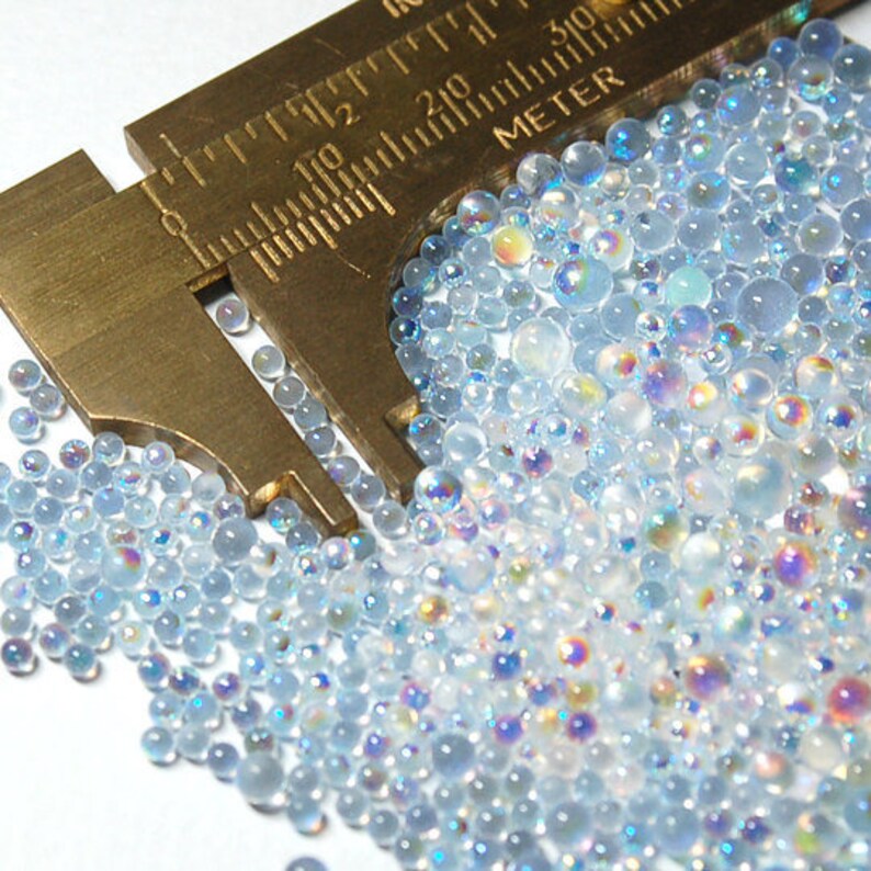 1 lbs No Hole Micro Glass Beads iridescent clear ABcolor Etsy