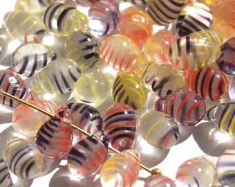 20pcs 6x9 Teardrop Beads Bee Stripe Czech Glass Beads for Jewelry Making