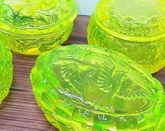 Vintage Yellow Vaseline Glass Lady Shoe, Vintage Vaseline Glass 