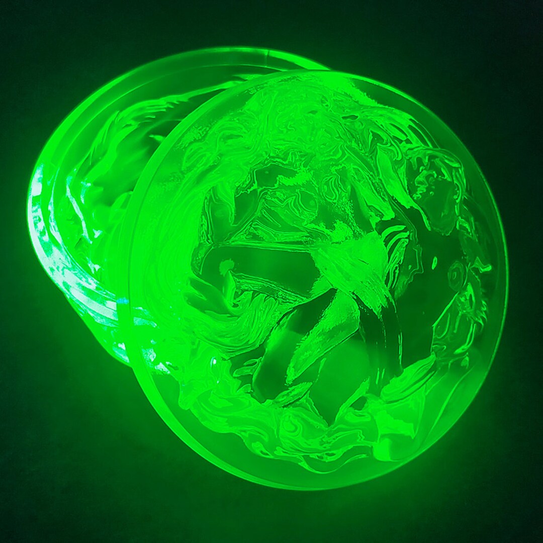Czech Uranium Glass Glass Dose Jewelry Trinket Box Goddess Etsy
