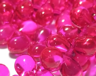 20pcs 6x9 Teardrop Beads Fuchsia Pink Lacquer-coated Czech Glass Beads for Jewelry Making