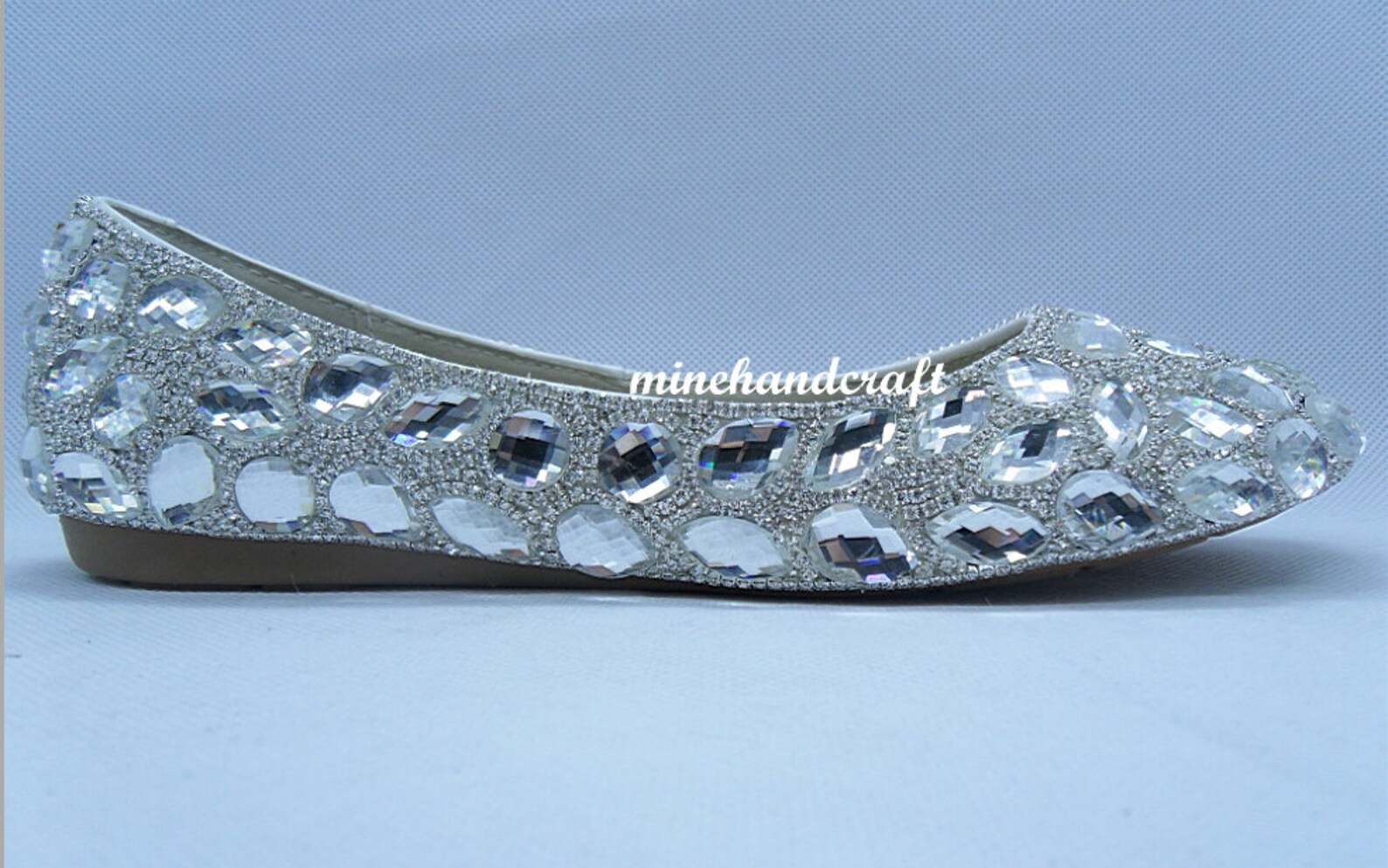 sparkle ballet flats shoes clean stones silver crystal glitter women slipers for bride wedding shoes