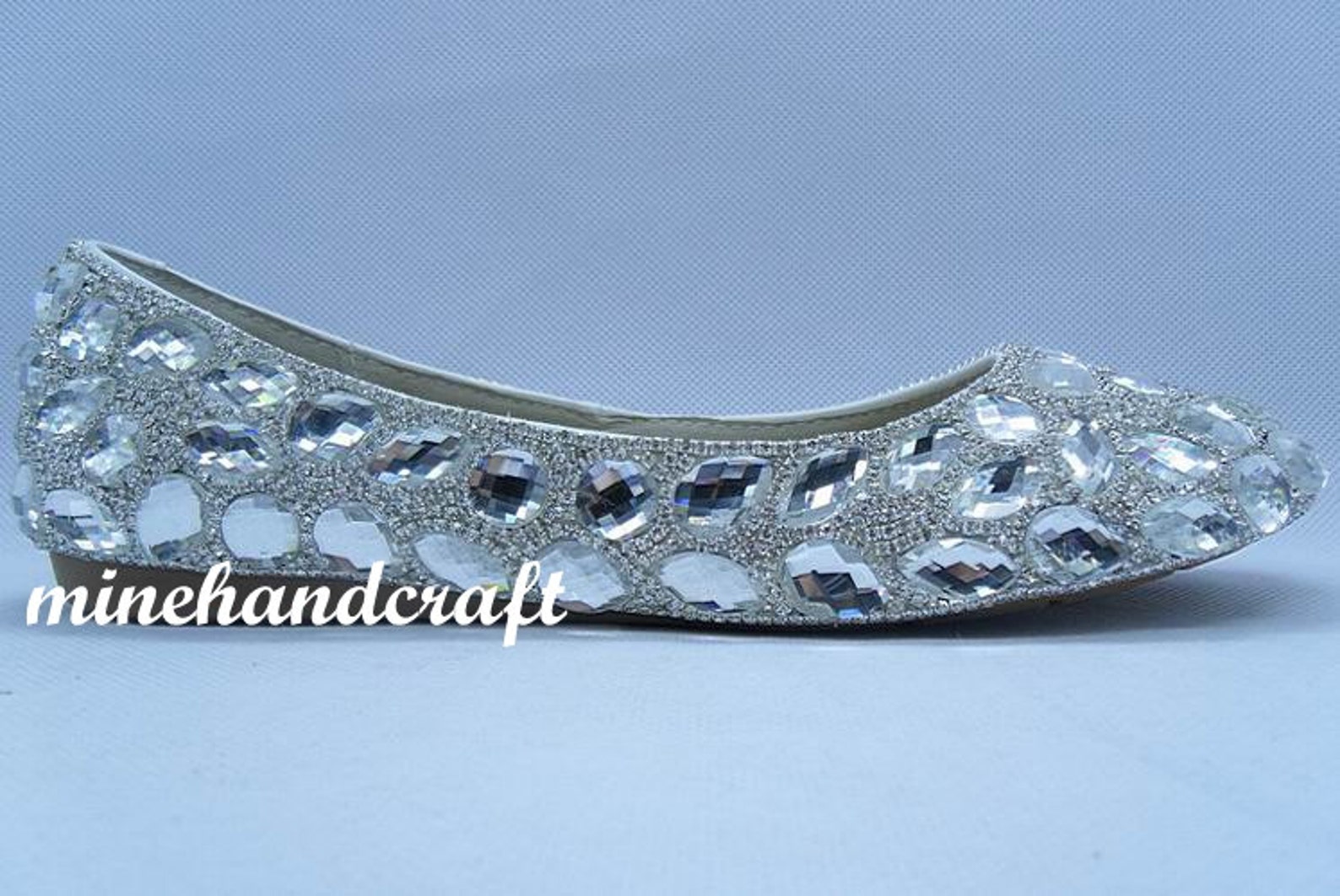 sparkle ballet flats shoes clean stones silver crystal glitter women slipers for bride wedding shoes