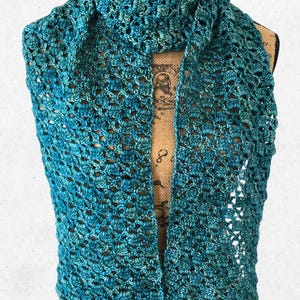 Lacy Green Crochet Scarf - Handmade Wool Scarf - Crocheted Scarves