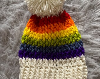 Rainbow hat, handmade crochet hat, slouchy hat, rainbow crochet hat, crochet hat, rainbow, crochet rainbow, hat, winter hat