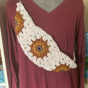 Handmade crochet sunflower sling bag