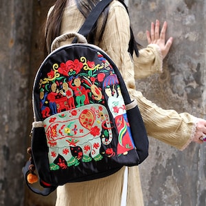 Miya&#39;s Original Ethnic Hmong Embroidered Bag Backpack Shoulderbag - Fiesta