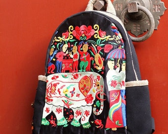 Miya's Original Ethnic Hmong Embroidered Bag Backpack Shoulderbag - Fiesta