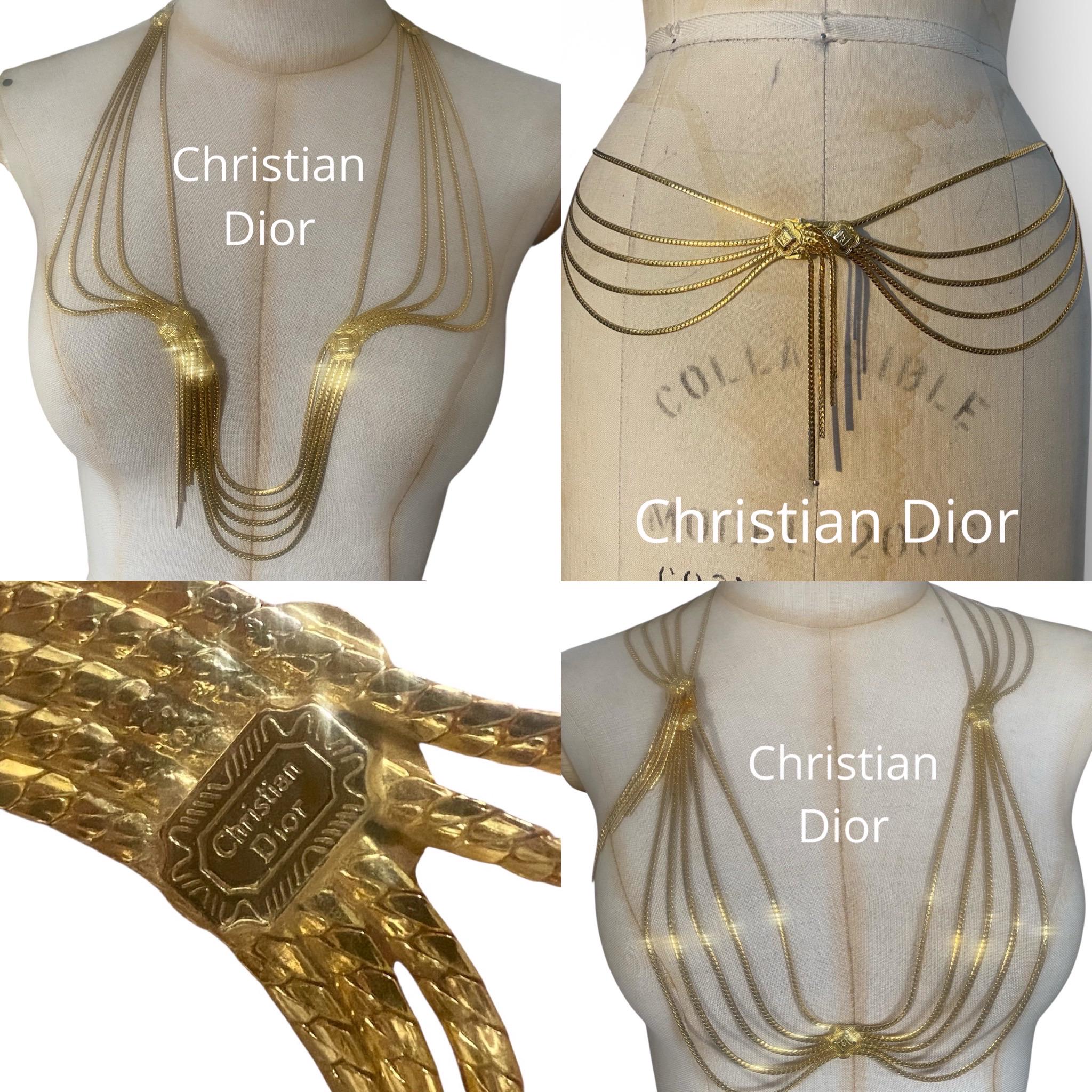 Vintage Christian Dior Gold Multi Strand Medallion Belt Chain - Necklace Vintage CHRISTIAN DIOR Medallion Crest Chunky Chain Necklace  main image 4