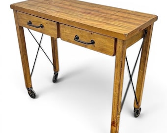NO SHIPPING - Rustic Crosley Wooden Kitchen Island, Bar Cart, Work Table on Casters