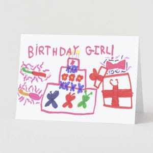 Aniversário de meninas - Cartão de felicitações em branco, cartão com paisagem - 7x10 - Download em PDF