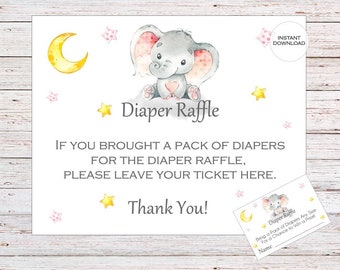 elephant diaper raffle ticket printable diaper raffle etsy