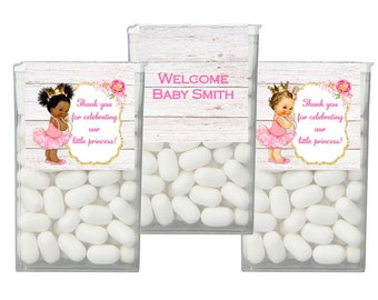 pink 7 TIC78835 baby announcement 6 Baby shower tic tac labels baby feet printed with adhesive backing mint or blue set of 25