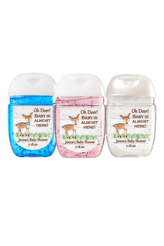 Oh deer baby shower favor label, Woodland baby shower, Hand sanitizer favor label, Thank you sticker, First birthday party favor label Il_570xn