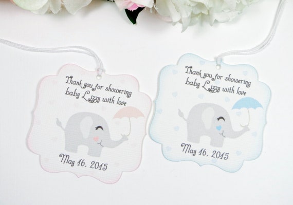 Elephant Baby shower favor tags Baby 