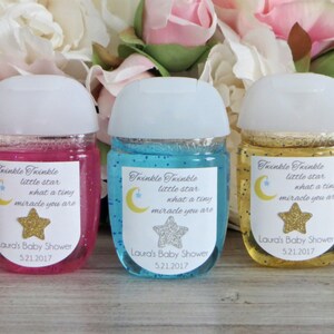 Twinkle Twinkle Little Star baby shower hand sanitizer favor label, Twinkle twinkle little star first birthday hand sanitizer label image 3