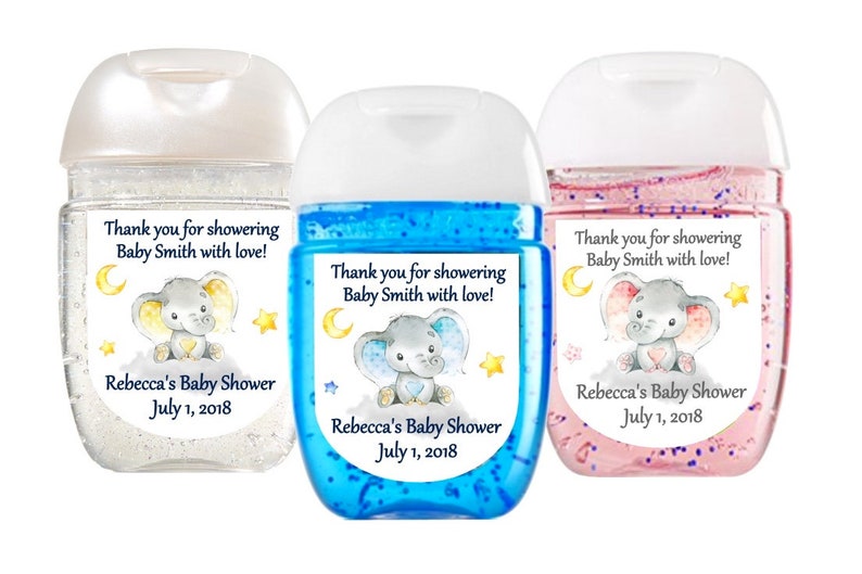 Elephant Baby Shower Favor Labels Hand Sanitizer Labels Hand Etsy