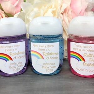 Rainbow baby shower favor label, Rainbow birthday party favor sticker, Rainbow party favor label, hand sanitizer label, Thank you sticker image 3