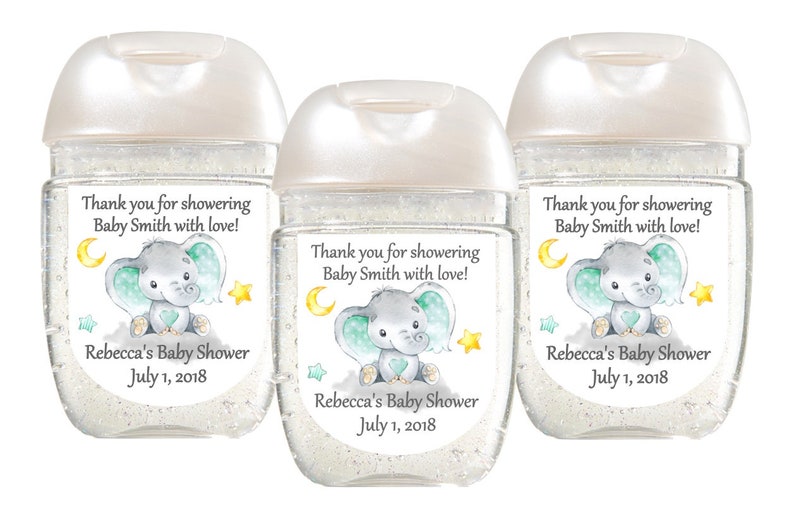 Elephant Baby Shower Favor Labels Hand Sanitizer Labels Hand Etsy